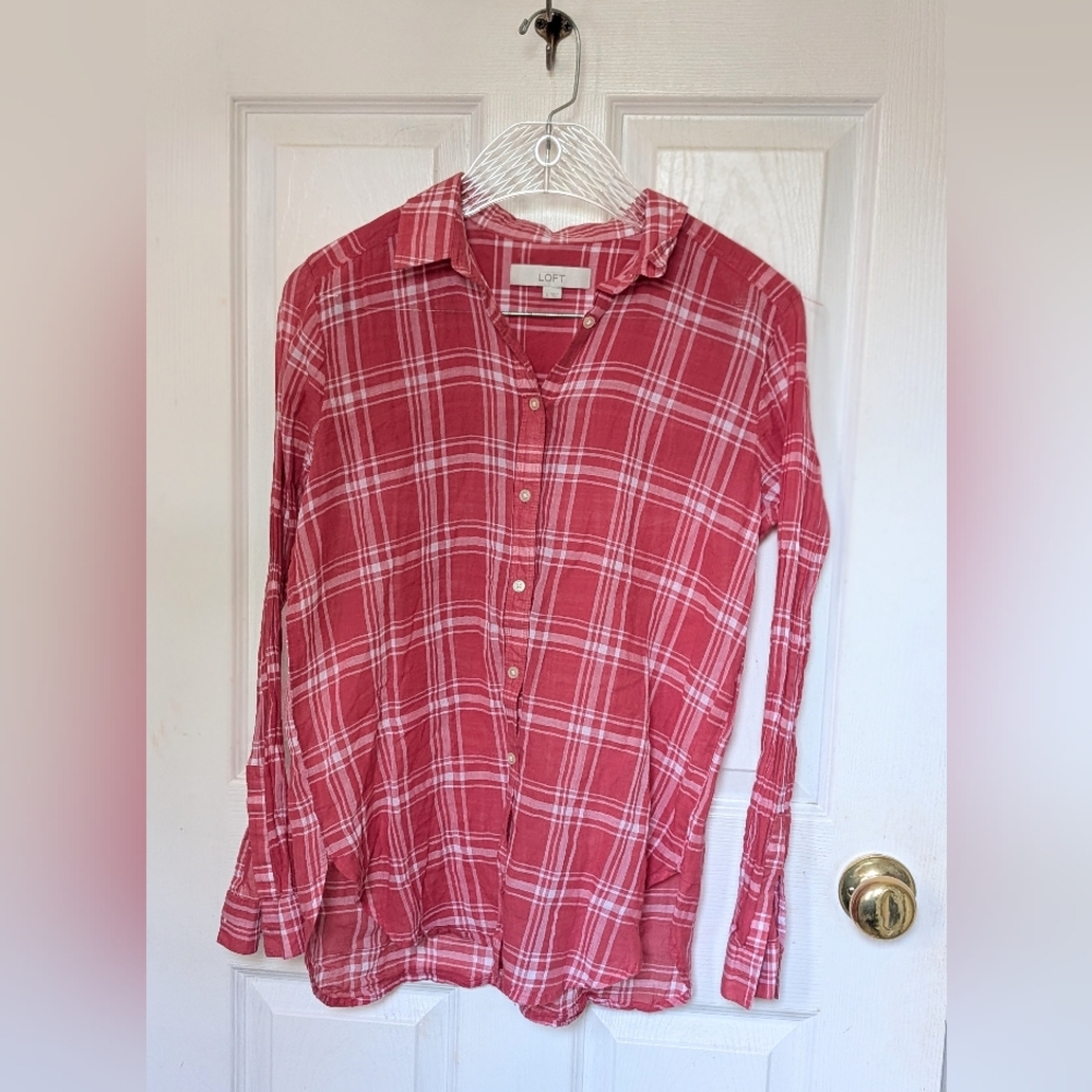 Loft size S  red and white plaid